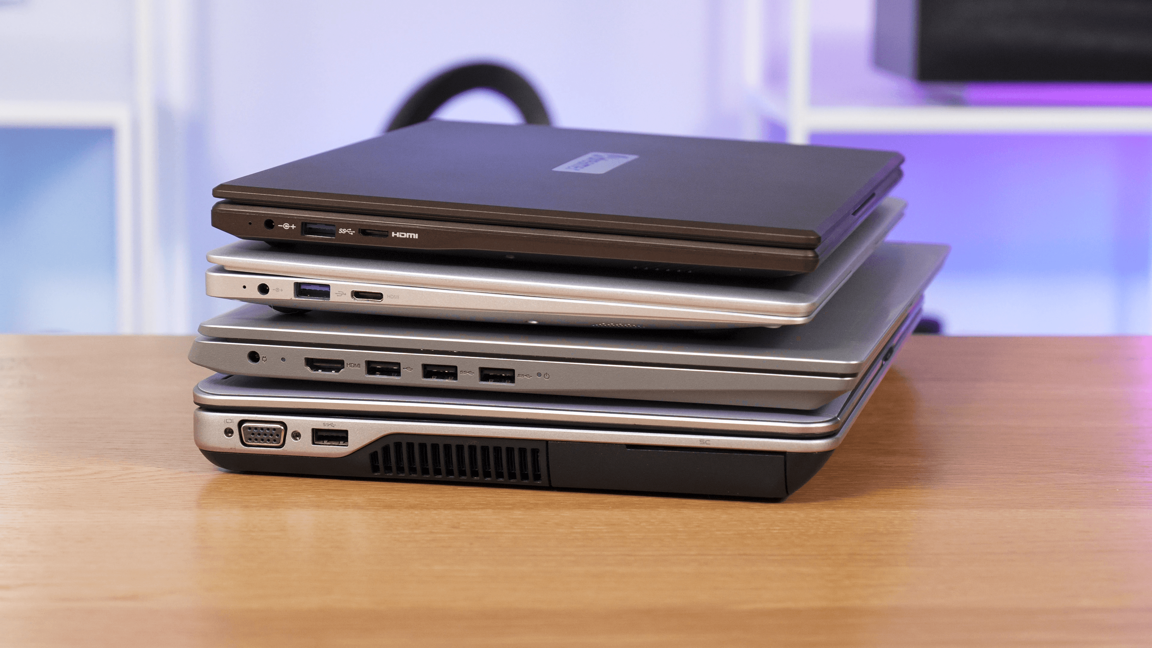 Stack of cheap laptops